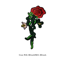 3D Flower Red Rose Applique Embroidery Patches for Clothes