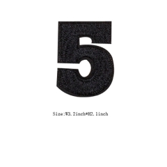 Custom Black Number 5 Iron on Backing Embroidery patch
