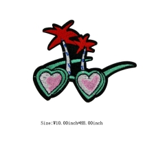 Custom Peach Heat Glass with Flower Motif Iron on Embroidery patch