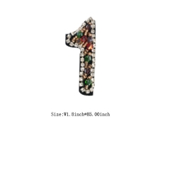 Custom 3D Colorful Beaded Number 1 Embroidery patch with Black Iron on Backing