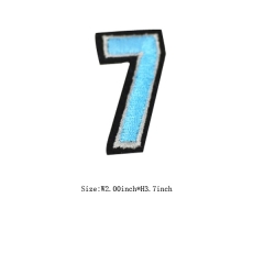 Custom 3D Aqua Bohemica Number 7 Embroidery patch with Black Iron on Backing