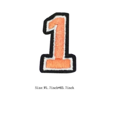 Custom 3D Dark Amber Number 1 Embroidery patch with Black Iron on Backing