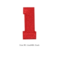 Custom Red Number 1 Embroidery patch with Iron on Backing