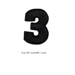 Custom Black Number 3 Iron on Backing Embroidery patch