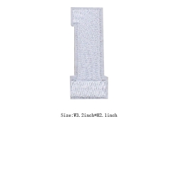 Custom Silver Number 1 Iron on Backing Embroidery patch