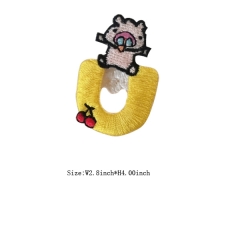 Custom Lovely Pig Embossed with Letter U Motif Iron on Embroidery patch