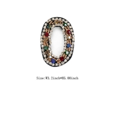 Custom 3D Colorful Beaded Number 0 Embroidery patch with Black Iron on Backing