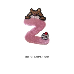 Custom Lovely Bear Embossed with Letter Z Motif Iron on Embroidery patch