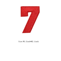Custom Red Number 7 Iron on Backing Embroidery patch