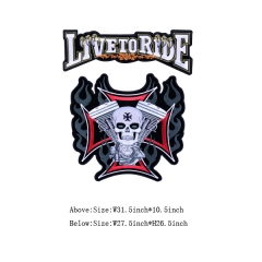 Custom Silver Live To Ride Skull Iron on Design Embroidery patch