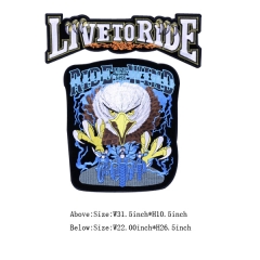 Custom Silver Live To Ride Falcon Iron on Design Embroidery patch