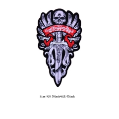 Custom Skull Sword Embossed Iron On Patches Design