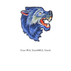 Wholesale Blue Wolf Design Embossed Soft Custom Pvc Patch for Clothing