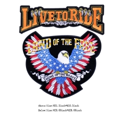 Custom Falcon Embossed Yellow Letter Live To Ride Motif Embroidery patch