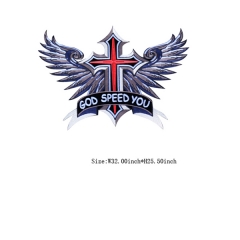 Custom Cross Wings Go Speed You Motif Embroidery patch