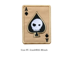 Custom Heat Seal Spade A Skull Motif Embroidery patch