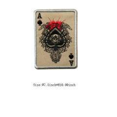 Custom Heat Seal Spade A with Skull Motif Embroidery patch