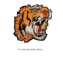Wholesale Custom Tiger Head Motif Embroidery Patch with Glue Back