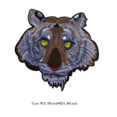 Wholesale Custom Tiger Head Motif Embroidery Patch with Glue Back