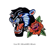 Custom Cheetah Motif With Flower Embroidery Patch