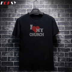 Custom I Love My Church Hot Fix Motif Rhinestone Transfer