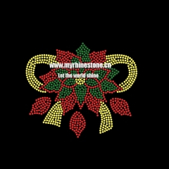 Custom Flower with Ribbon Hot Fix Rhinestone Transfer for Holiday