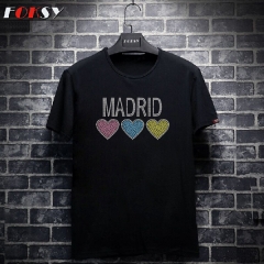 Wholesale Custom Love Madrid Hotfix Motif Rhinestone Iron on Transfer