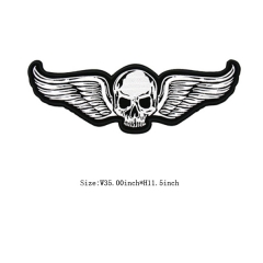 Custom Skull with Wings Motif Iron on Embroidery patch