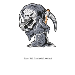 Custom Ghost Skull with Handing Reaper's Scythe Embroidery patch