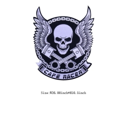 Custom Skull with Wings Motif Iron on Embroidery patch