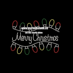 Custom Letter Merry Christmas Hot Fix Motif Rhinestone Iron on Transfer for Holiday