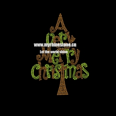 Custom A Very Merry Christmas Tree Hotfix Motif Rhinestone Transfer