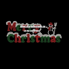 Custom Merry Christmas Rhinestone Iron on Transfer for T-shirt