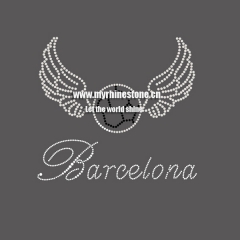Custom Barcelona Football with Wings Motif Rhinestone Transfer