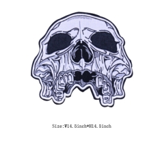 Custom Skull Motif Embroidery patch with Iron on Backing