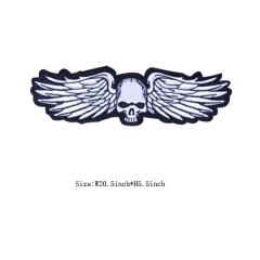 Custom Skull with Wings Motif Iron on Embroidery patch