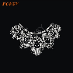 Custom Crystal Necklace Hot Fix Motif Rhienstone Heat Transfer