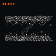 Wholesale Cheer Bow Strip Iron On Black Glitter Grosgrain Crystal Rhinestone Transfers Designs