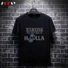 Warning Holla Cheer Heat Rhinestone Transfer