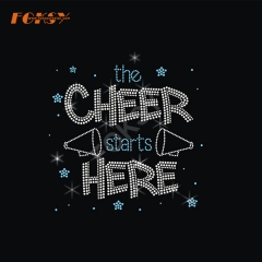 Cheer Here Iron on Rhinestone Motif