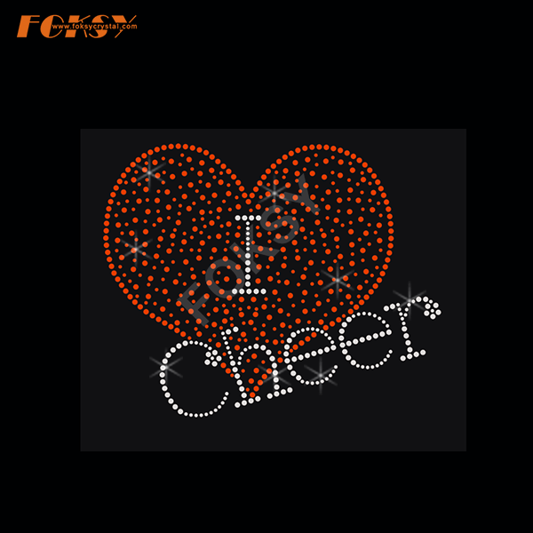 I Love Cheer Heat Rhinestone Motif