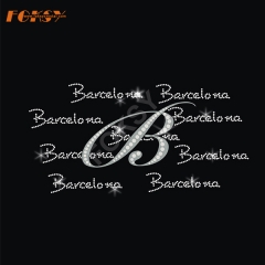 Barcelona Letter Iron on Rhinestone Motif