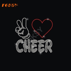 Cheer Heart Iron on Rhinestone Motif