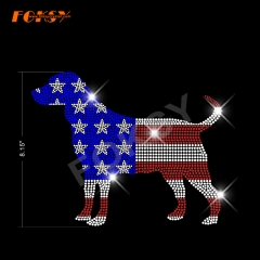 4th of July USA Flag Dog Rhinestone Transfers for Boutique Clothes