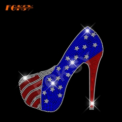 American Flag High Heel 4th of July Rhinestone Transfer