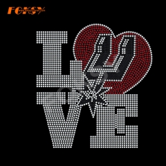 Love Spurs Iron on Rhinestone Transfer Applique