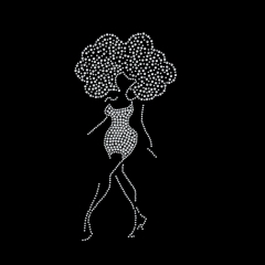 Bling bling beauty afro girl rhinestone transfer for T shirt