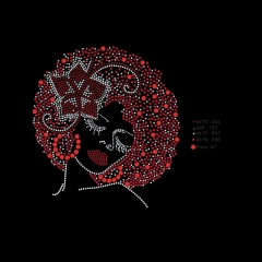Siam beautiful Afro Girl with flower Rhinestone Transfer