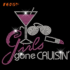 girls gone cruisin' wine and Lipstick hotfix rhinestone transfer for clothing