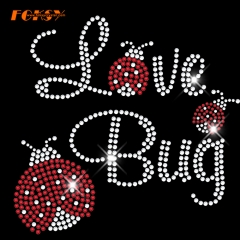 Cute love ladybug heat rhinestone transfer for shirt